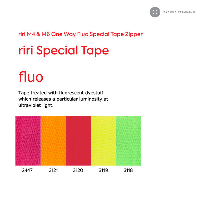 M4 One Way Fluo Special Tape Gunmetal, Nickle Teeth Zipper