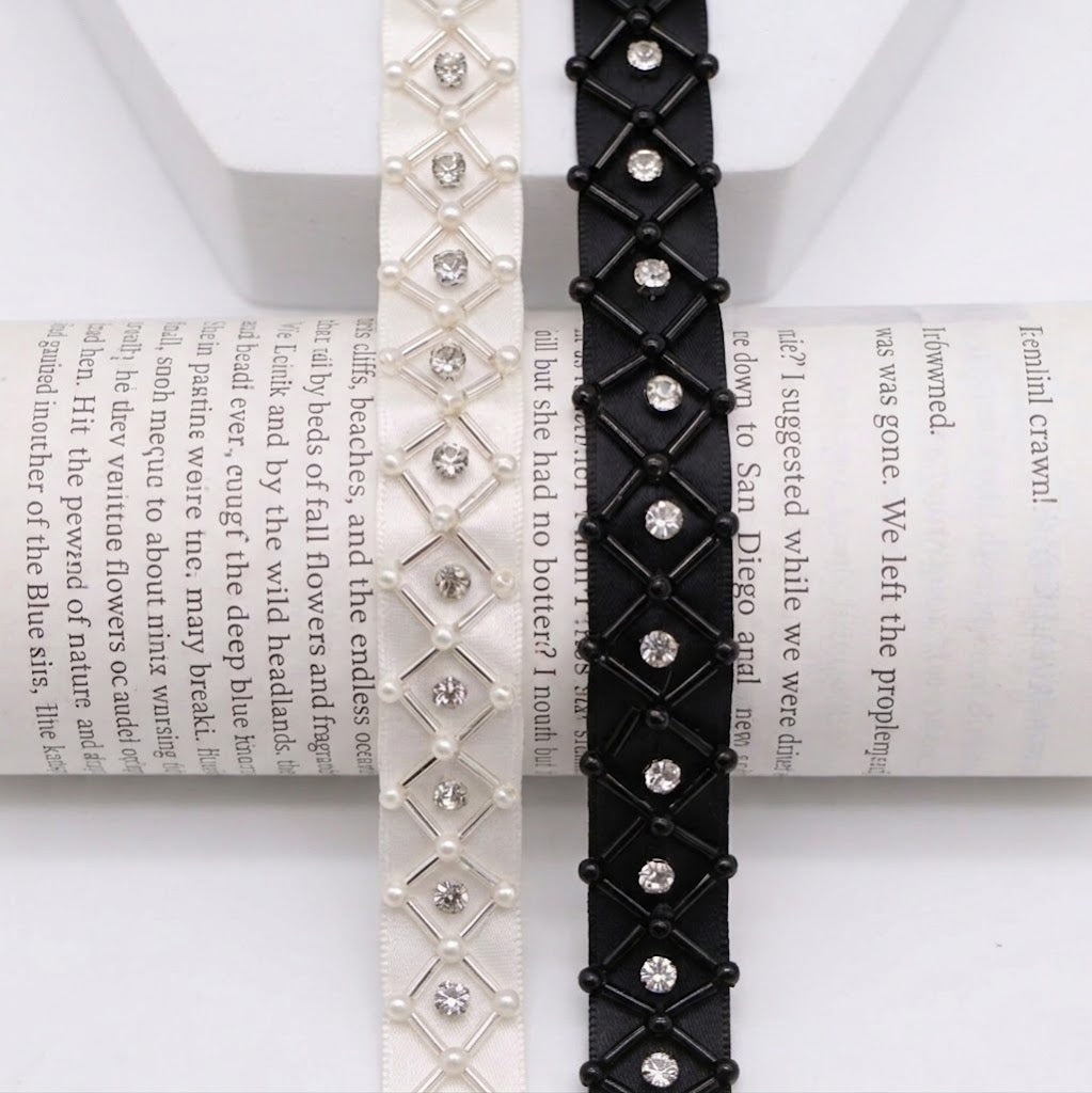 Beaded Rhinestone Lace Trim for Bridal & Couture