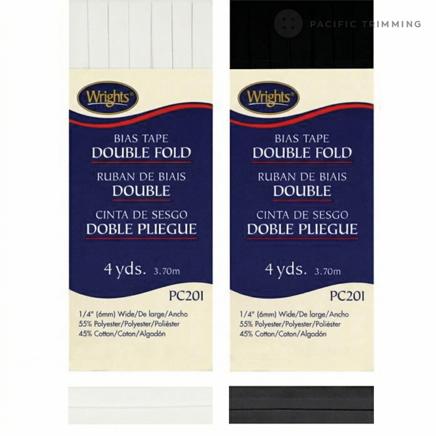 Wrights Double Fold Bias Tape 1/4" White