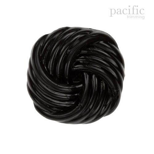 Braided Knot Patterned Black Nylon Shank Decorative Button