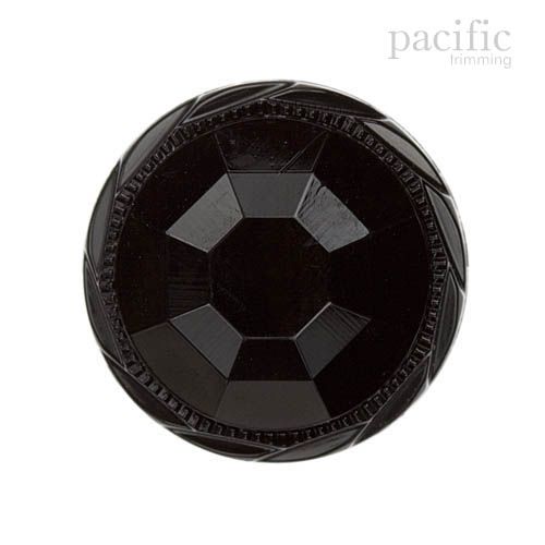 Textured Round Black Nylon Shank Decorative Button