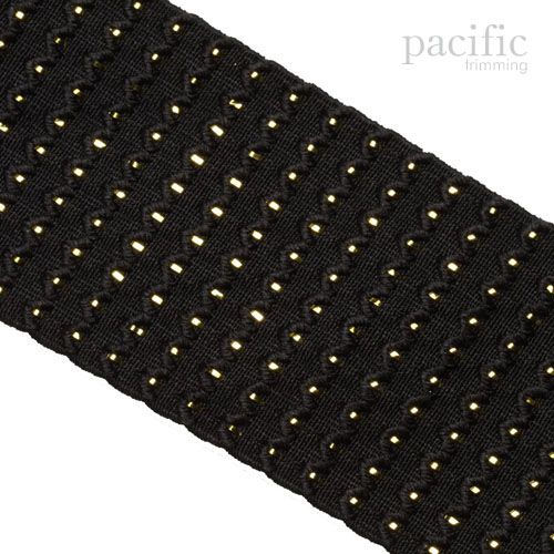 2 3/8 Inch Metallic Zig Zag Patterned Elastic