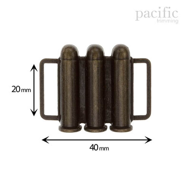 20mm Bullet Front Buckle Closure Antique Brass