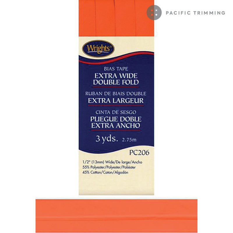 Wrights Double Fold Bias Tape 1/2" Orange
