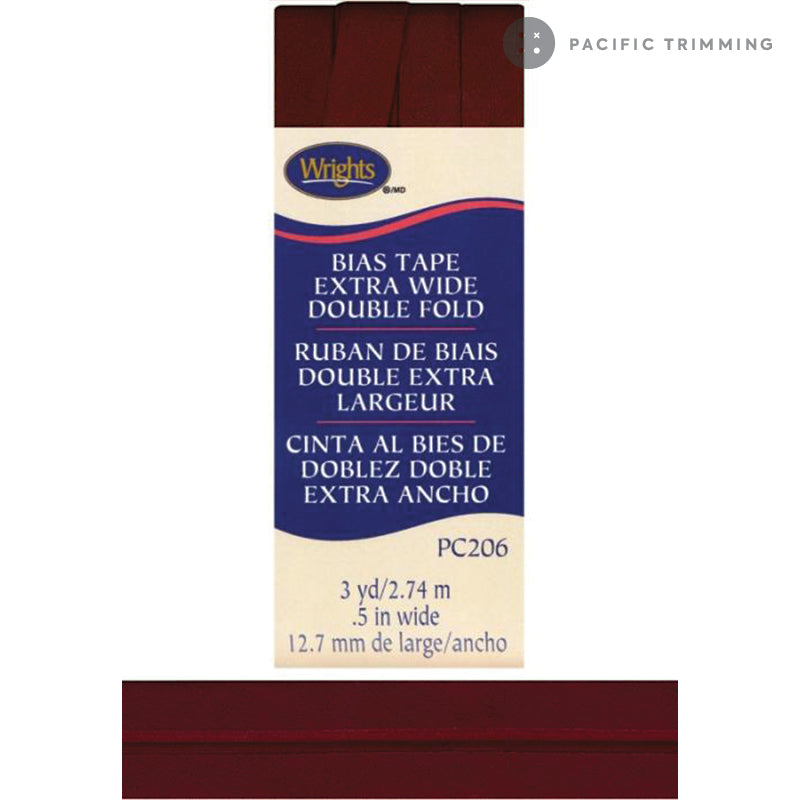Wrights Double Fold Bias Tape 1/2" Oxblood