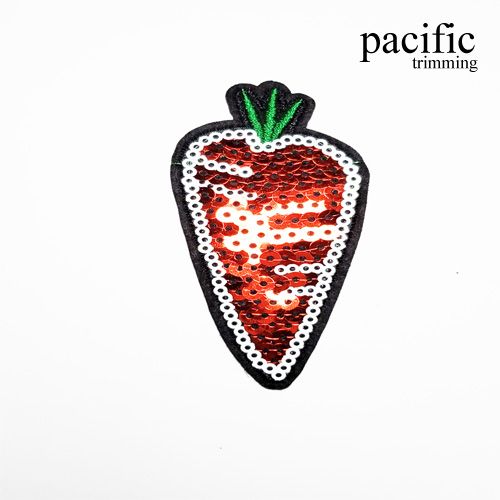 3 Inch Sequin Carrot Patch Iron On Red/Green