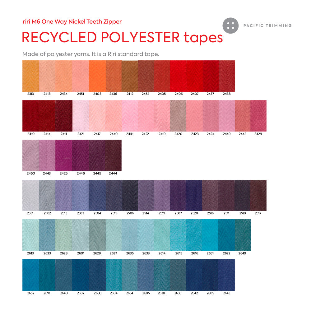 M6 One Way Nickel Teeth Metal Zipper