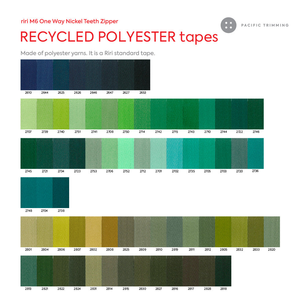 M6 One Way Nickel Teeth Metal Zipper