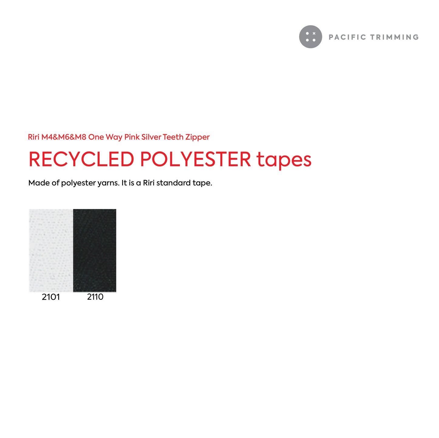 M4, M6 & M8 One Way Pink Silver Teeth Metal Zipper (Matte Finish)