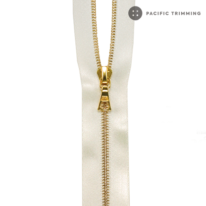 M6 One Way Satin Tape Gold Teeth Zipper