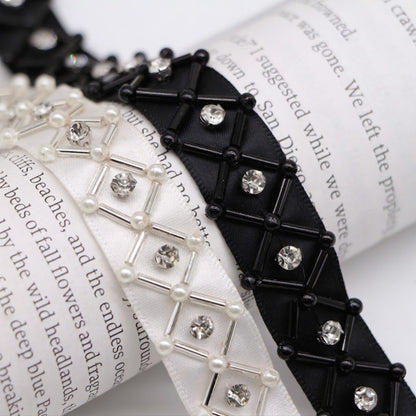 Beaded Rhinestone Lace Trim for Bridal & Couture