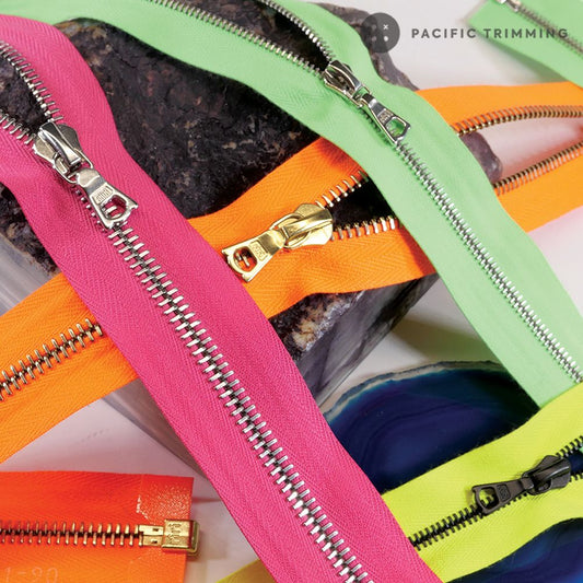 M4 One Way Fluo Special Tape Gunmetal, Nickle Teeth Zipper