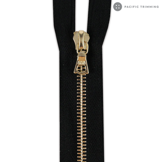 M6 One Way Gold Teeth Metal Zipper