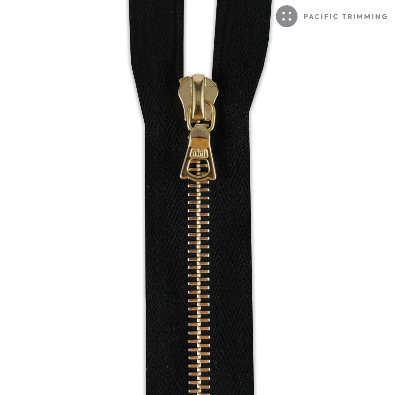 M8 One Way Gold Teeth Metal Zipper