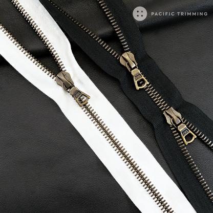 M8 Two Way Antique Brass Teeth Metal Zipper