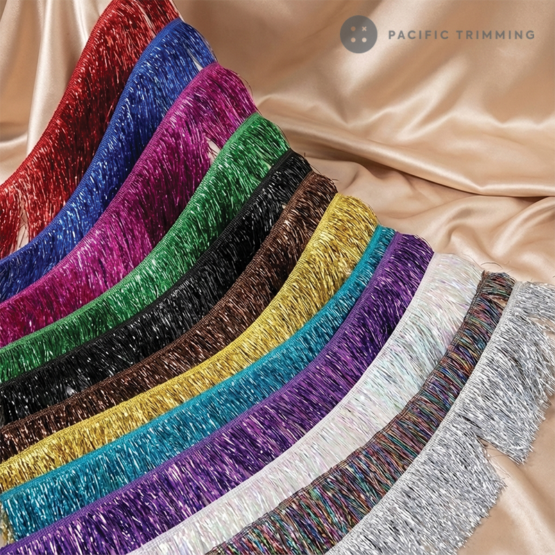 4", 8" Metallic Fringe Trim Multiple Colors