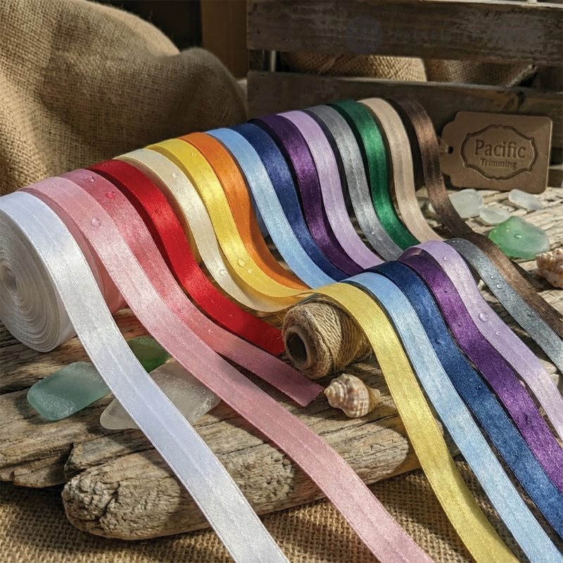 3/4" Satin Fold Over Elastic Multiple Colors