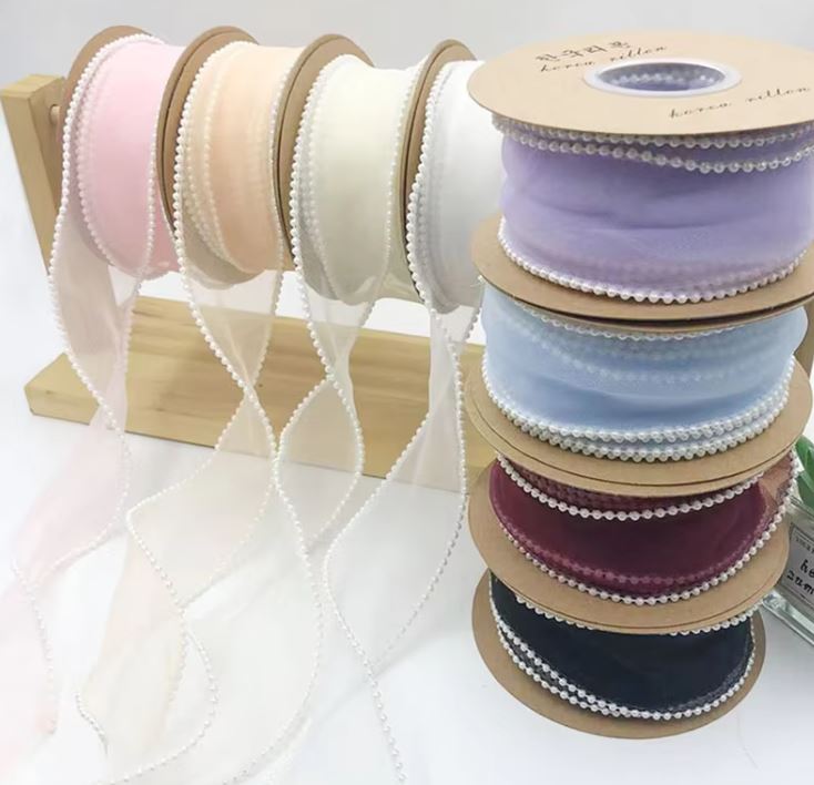 Pearl Fishtail Organza Ribbon 4cm