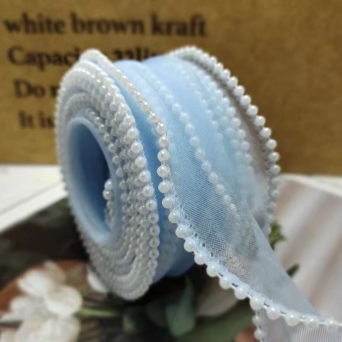 Pearl Fishtail Organza Ribbon 4cm