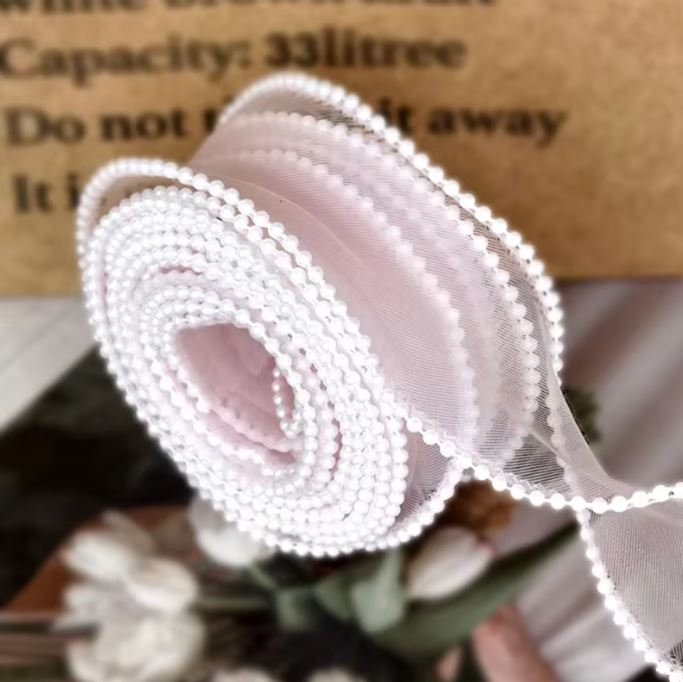 Pearl Fishtail Organza Ribbon 4cm