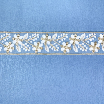 White Gold Sequin Guipure Lace Trim (5cm)