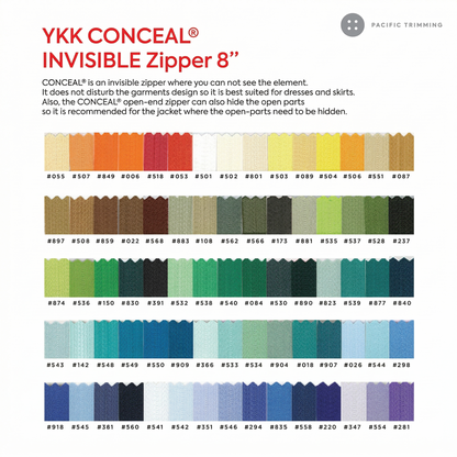 #2 YKK Conceal Invisible Zipper Closed End 8"