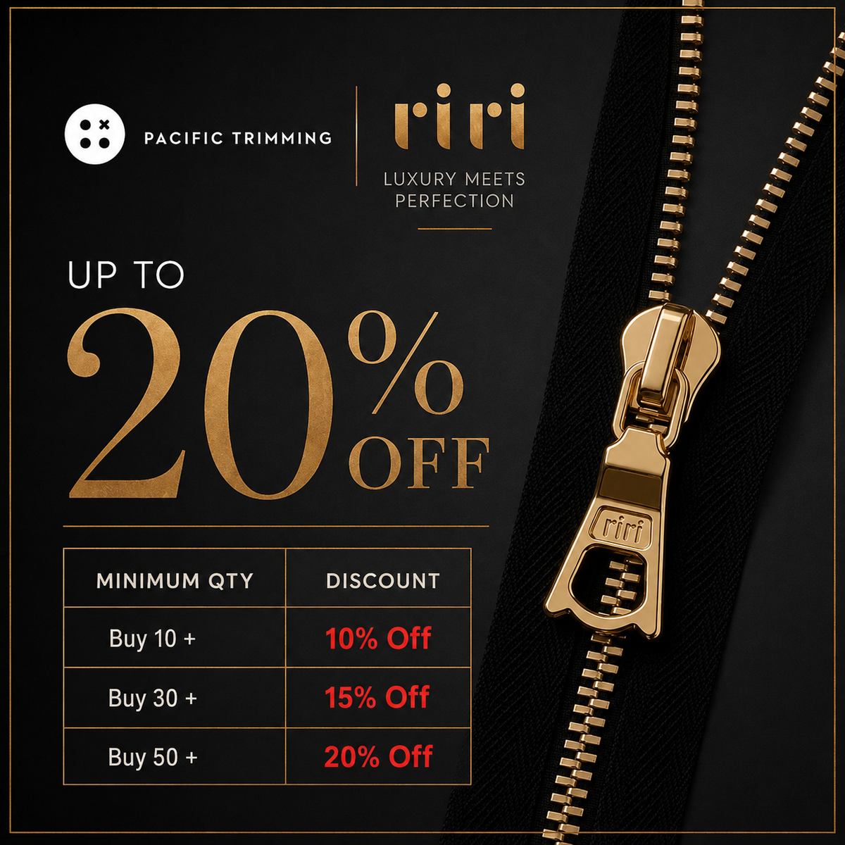 [~20% Discounts for Bulk] riri Metal Zipper