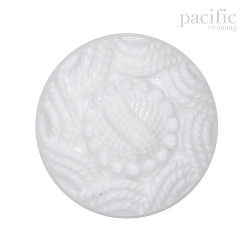 Braided Patterned Nylon Shank Decorative Button White