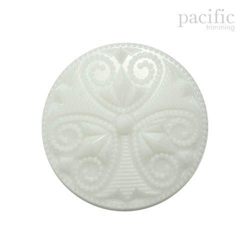 Patterned Nylon Shank Decorative Button White