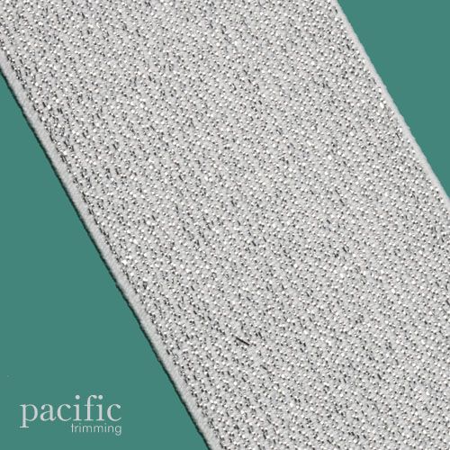 Metallic Elastic Woven Band White/Silver Multiple Sizes