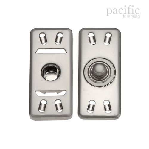 39mm Rectangle Sew-On Snaps Matte Silver