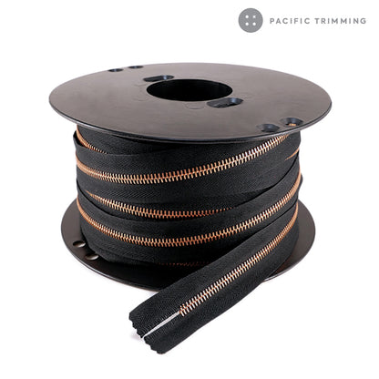 riri Zipper Continuous Chain Black Tape with Copper Teeth