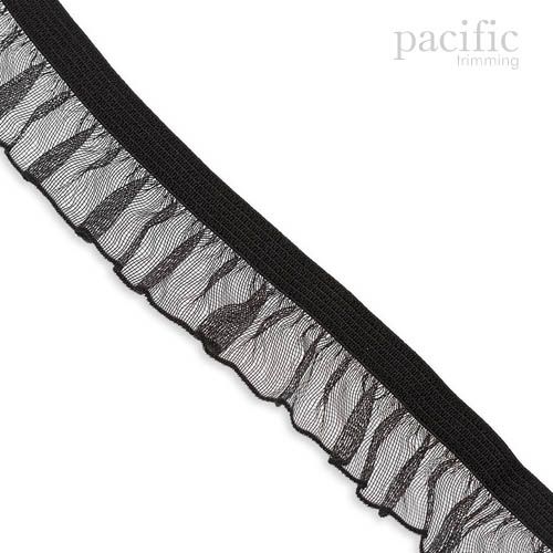 20mm Sheer Stretch Ruffle Elastic Trim 280042RF Black