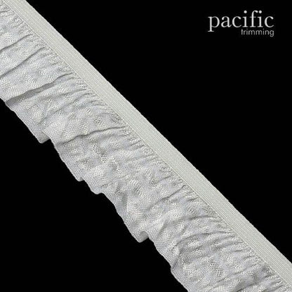 1 Inch Striped Stretch Ruffle Elastic Trim 280044RF White
