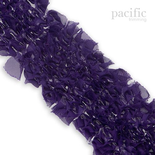 3 Inch Frayed Chiffon Grass Trim Purple