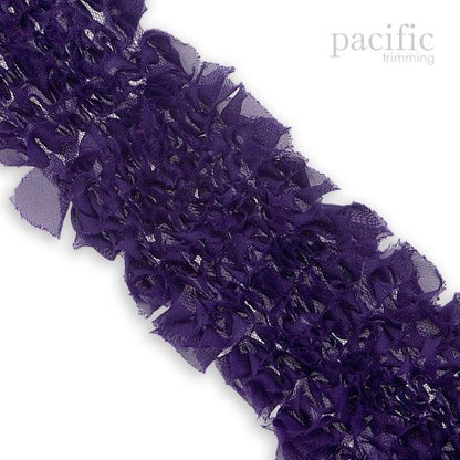 3 Inch Frayed Chiffon Grass Trim Purple