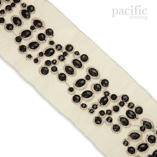 3.75 Inch Embroidered Jewel Border Bronze/Black