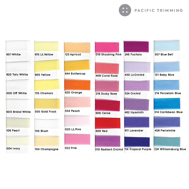 Flame Resistant American Tulle Fabric 65 Colors 6" x 25 yds