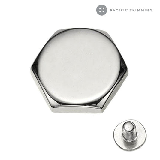 Large Hexagon Shape Screw Back Studs Spikes Multiple Colors Nickel