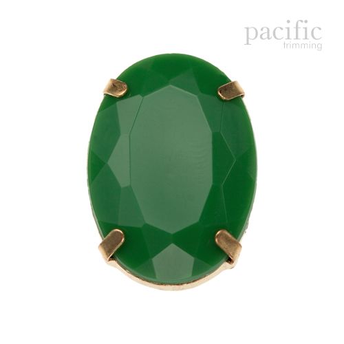 3pcs of 25mm Oval Sew-on Acrylic Rhinestone Green