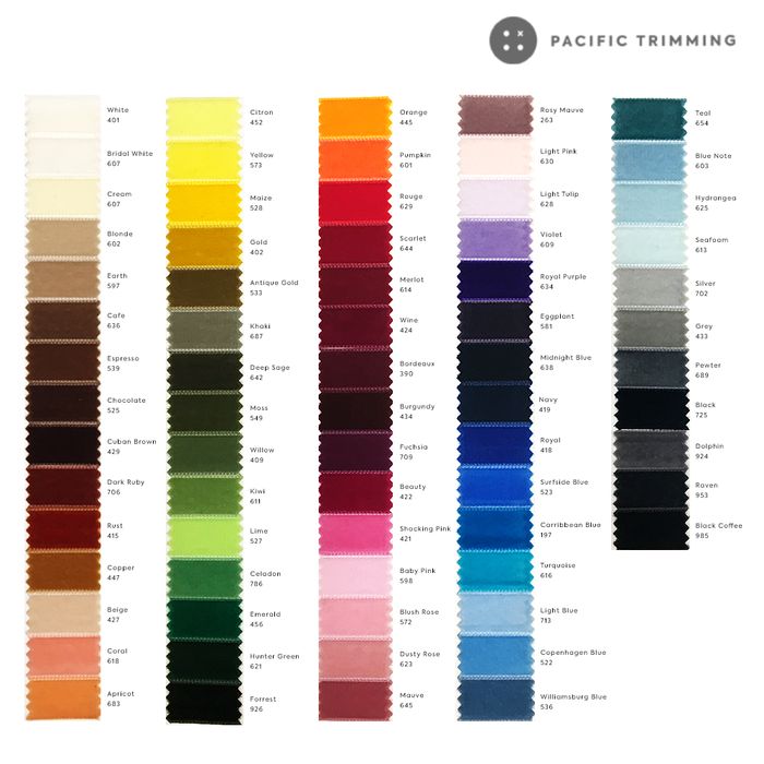 Velvet Ribbon Woven Edge Color Chart